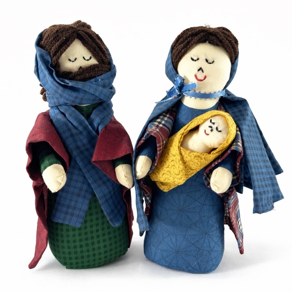 Handmade Fabric Nativity Figures Mary Joseph Baby Jesus Primitive 9” Christmas - Picture 2 of 7